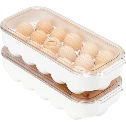 Refrigerator Egg Storage Box Stackable Egg Tray Container Bins with Lid, Fridge