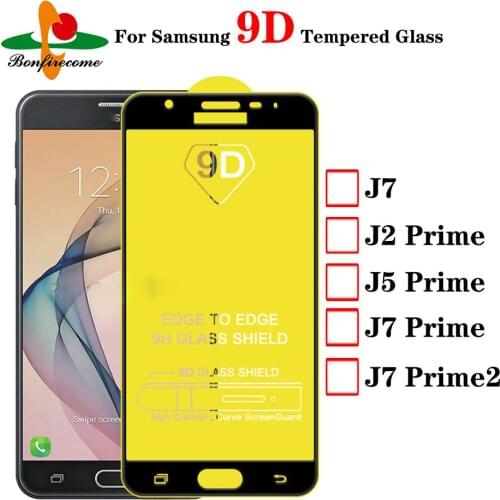50pcs\lot 9D Tempered Glass For Samsung J2 J5 J7 Prime J7 Prime2 Screen Protector Full Protective Film