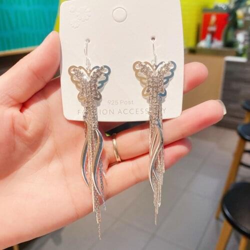 New Rhinestone Crystal Long Tassel Earrings for Women Bridal Drop Dangling Earrings Brincos Wedding Jewelry