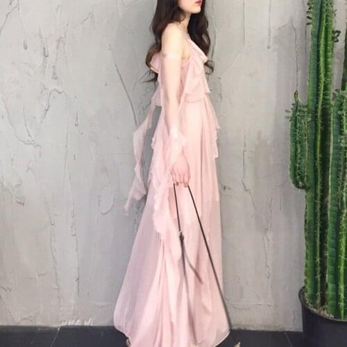 New Fashion 2019 Summer Dresses Spaghetti Strap Sundress Sleeveless WomenS Asymmetric Dresses Ruffled Boho Beach Vestido DD1582