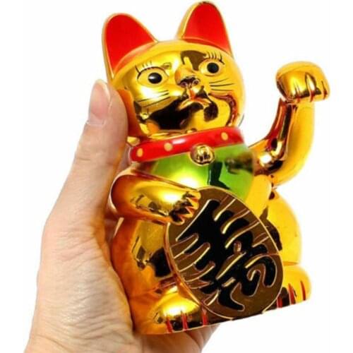Gold Maneki Neko Cute Lucky Cat Electric Craft Art Home Shop Hotel Dropshipping