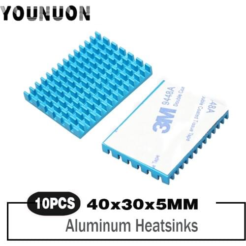 10PCS 40mm 4cm 30*40*5mm Blue Aluminum profile heat sink chip IC CPU Router memory PCB board Electronic coolerHeatsink 30x40x5mm