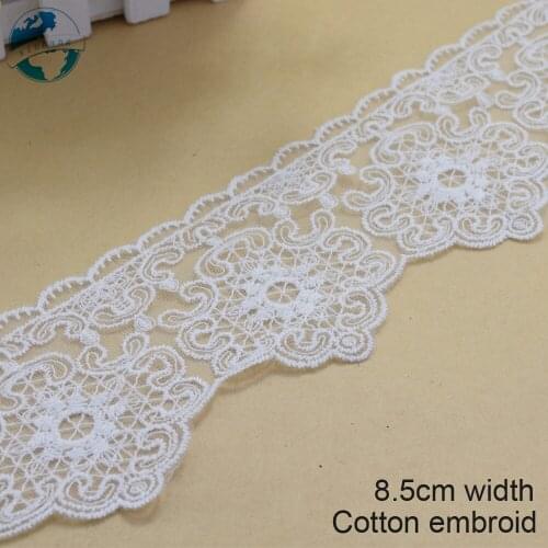 10yards 8.5cm white lace cotton embroidery lace french lace ribbon fabric guipure diy trims warp knitting sewing Accessories2971