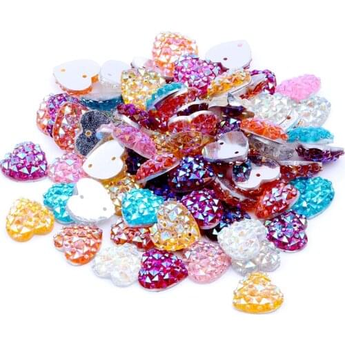 12mm 40/200pcs Heart Shape Flatback Resin Rhinestones Perforation Crocodile Skin Texture Beads DIY Scrapbooking Crafts Jewelry