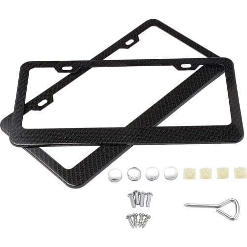 2pcs Car License Plate Frame Fit US Standard License Stainless Steel Auto Plate Frames with Screw Caps Cover Set