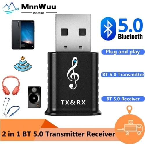 MnnWuu 2 in 1 Bluetooth 5.0 Transmitter Receiver Mini 3.5mm AUX Stereo Wireless Bluetooth Adapter For wireless earphone TV PC