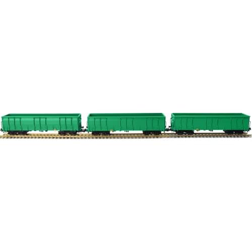 3pcs HO Scale 1:87 High-side Gondola Car Green Wagon Rolling Stock Railway Container Carriage Freight Car C8742
