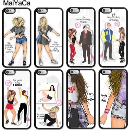 MaiYaCa Cute BFF Girl Best Friend Couple Case For iPhone 12 mini 11 Pro Max SE 2020 6S 7 8 Plus 5S XS Max XR X Back Cover Coque