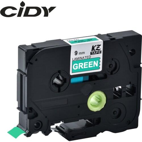 CIDY Tze 725 Tz725 white on green Laminated Compatible P touch 9mm tze-725 tz-725 tze725 Label Tape Cassette Cartridge