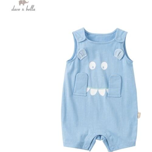 DBS17623 dave bella summer new born baby boys fashion cartoon jumpsuits infant toddler clothes children romper 1 piece