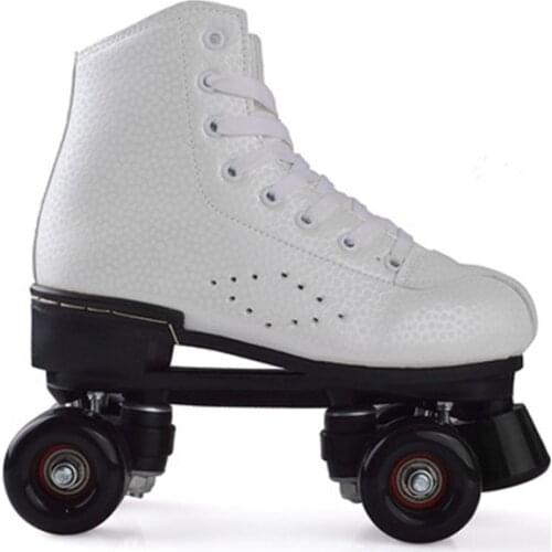 Quality Roller Skates Double Row Skates Two Line Shoes Patines Children Adult Parenting Sneakers PU Wheels Cowhide Leather IB44