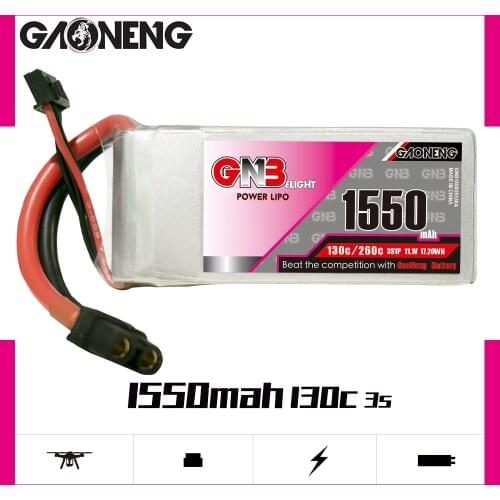 GAONENG GNB 3S 1550mAh 11.1V 120C Lipo Battery with XT60 plug for RC FPV Racing Drone Quadcopter Helicopter RC Parts VS Tattu