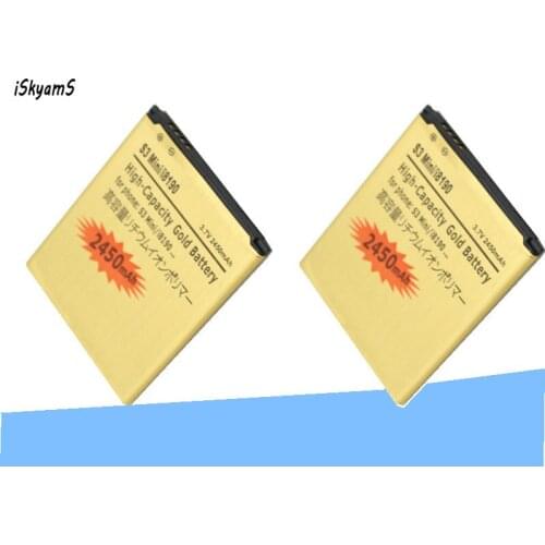 ISkyamS 2x 2450mAh EB425161LU Gold Battery For Galaxy S3 SIII MINI I699 S7562 S9920 I8190 I8160 S7560 J1 Mini J1Mini J105H J106H