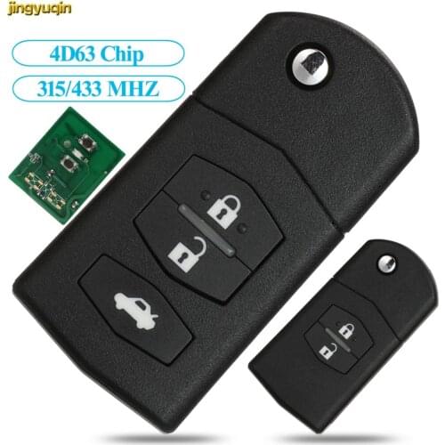 Jingyuqin Flip Remote Car Key Control 315/433Mhz 4D63 For Mazda 3 M3 Axela 6 M6 Atenza 41797/41528 41521 41840 2/3 Button
