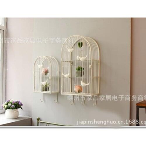 European-style wrought iron door flower mural wall hangings Birdcage King decorative wall racks with hook