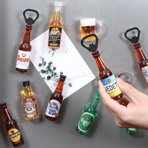 Fridge Magnet Sticker Simulation Beer Coke Whiskey Oppener Cute Creative Refrigerator Magnetic Stickers Decoration Gift