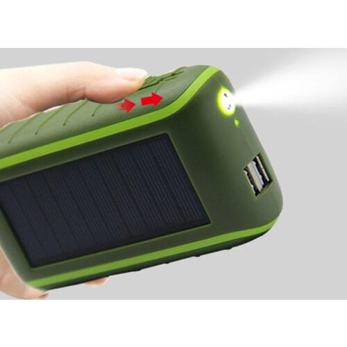 8000mAh Hand Crank Solar Power Bank Charger Portable Waterproof LED Flashlight