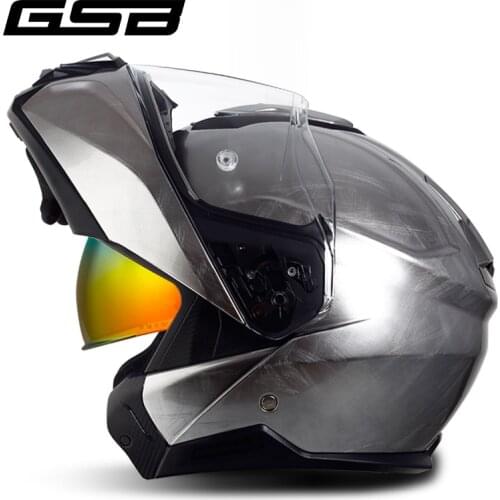 GSB S-362 Flip Up Modular Motorcycle Helmet ABS Shell With Dual Lens Women Man Racing Capacete de Motocicleta Casco Moto ECE