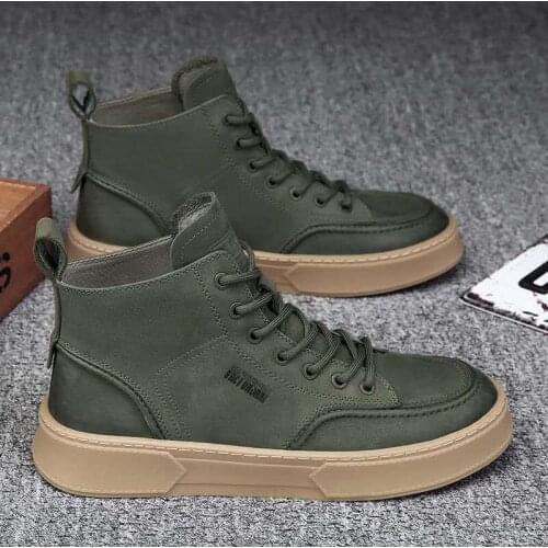 2021 Autumn Winter New Concise Style Retro Mens Boots Comfortable Round Toe Lace-up Casual Outdoor Boots with Platform Non-slip