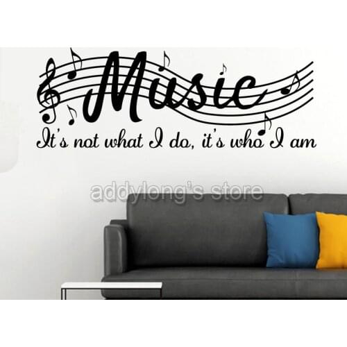 Music Its Not What I do Its Who I am Music Notes Wall Decal Sticker Art Vinyl Home Decor Mural