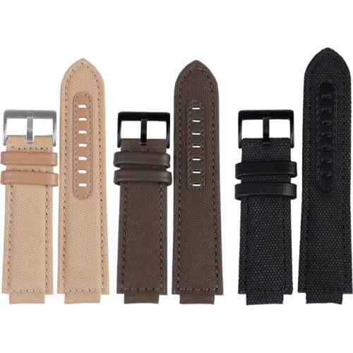 New style canvas watchband for T-imex T2N721 TW2T76300 76500 convex interface strap 24*16mm armygreen black wrist bracelet