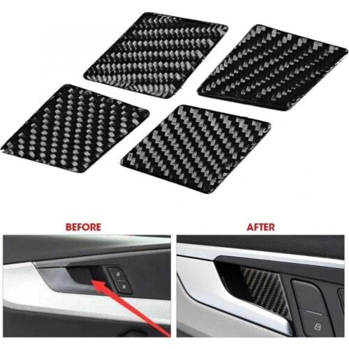 Carbon Fiber Interior Door Bowl Frame Decoration Cover Trim Fits for Audi A4 B9 2017 2018 2019 Left Driving Type