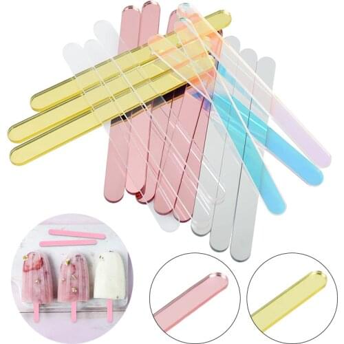 10Pcs Acrylic Ice Cream Sticks Transparent Colorful Pop Popsicle Stick For Home Kids Making Popsicle Mould Supplies Hawaii Party