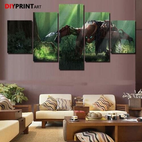 Canvas Prints Predator Following Neytiri Forest 5 Panel Wall Art Paintings Living Room Home Decoration