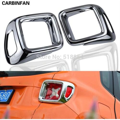 FIT FOR 2015 2016 JEEP RENEGADE CHROME REAR TAIL LIGHT LAMP COVER TRIM LID BEZEL FRAME STYLING GARNISH SURROUND MOLDING 2PCS/SET