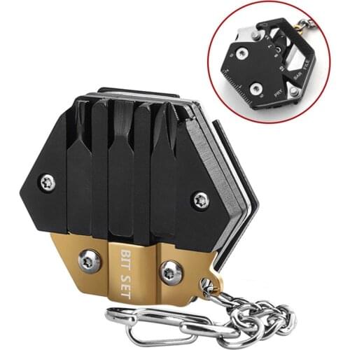 Portable EDC Key Organizer Holder Aluminum Keychain Organizer Folder Outdoor Mini Multi Function Folding Knife Survival Tool