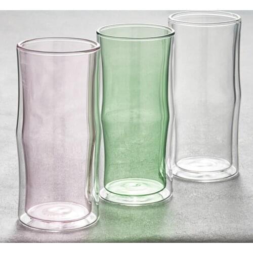 Transparent Double Bottom Glass Breakfast Cup Simple Espresso Whiskey Glass Shot Tea Cup Set Kupa Bardak Drinking Glasses BD50BL