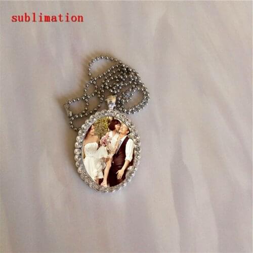Blank necklace pendant for sublimation ellipse shape blank necklaces pendants for heat transfer customizable diy jewelry 30*40MM