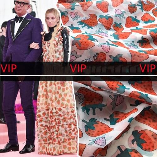 Luxury Brand Letter Printed Polyester Stretch Satin Fabric Clothing Pajamas Womens Chiffon Cloth for Dress Fabrics Per Meter
