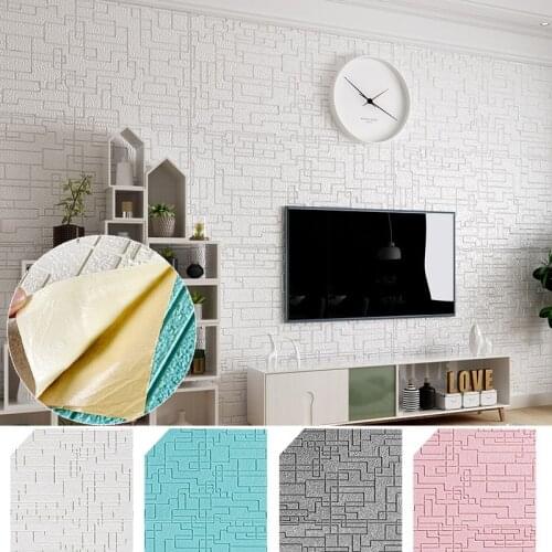 Self-Adhesive Foam Wallpaper Home Bedroom Warm 3D Stereo Wall Stickers Waterproof Moistureproof TV Background Sitting Room