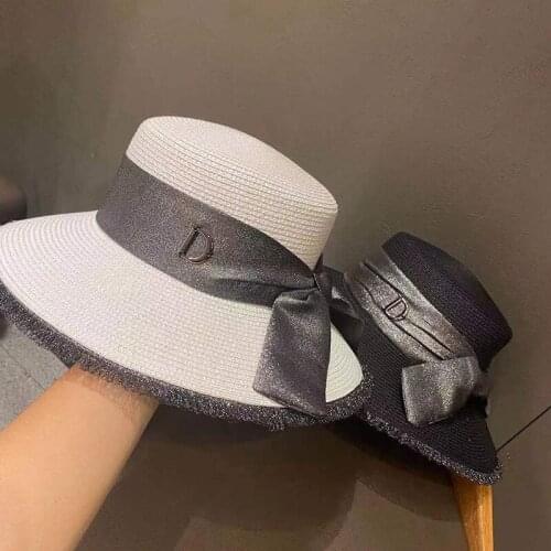 Elegant Lace Ribbon Big Brim Summer Fashion Paper Straw Fedoras Hat For Women Leisure Panama Jazz Hat Bucket Sun Protection Hat