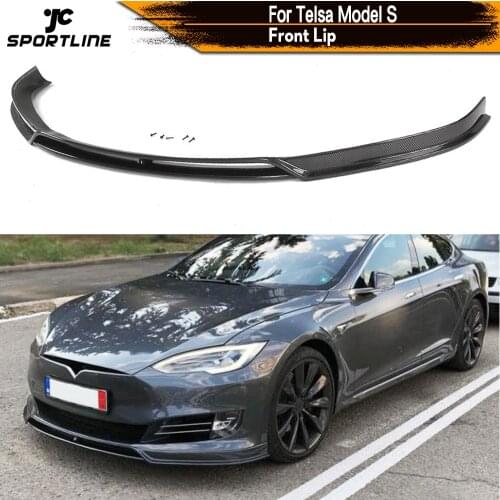 Carbon Fiber / FRP Front Bumper Lip Spoiler Splitters for Tesla Model S 70D P85D 90D P100D Sedan 4 Door 2016 2017