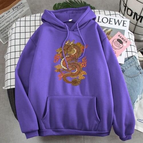 Cartoon Cool Golden Dragon Prints Female Hoodie 2021 Spring Trendy Hooded Harajuku Loose Hoody Hip Hop Fleece Woman Streetwear