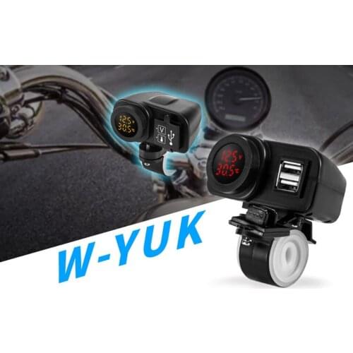 Motorcycle Mobile Phone Socket Waterproof 2 USB Red