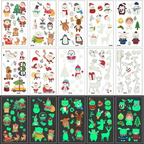 10pcs Temporary Festiva Tattoo Stickers Cute Glitter Luminous Glow In The Dark Christmas Kids Tattoo