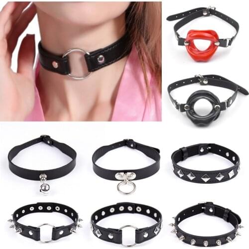 Sexy punk Choker Collar leather choker Bondage cosplay Goth jewelry women gothic necklace Harajuku accessories
