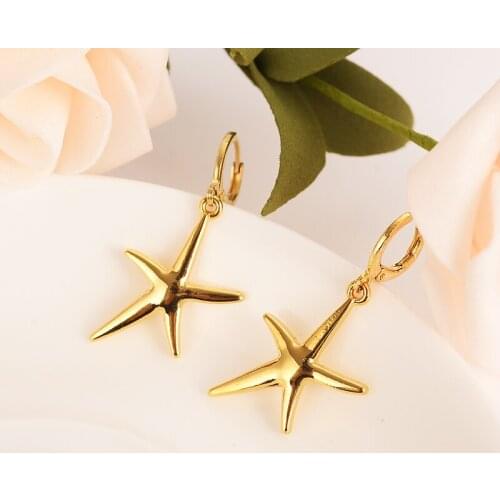 Gold drop Earring cute starfish fan shell seahorse For Women Birthday Gift Trendy GoldEngagement Wedding Bands Promise Earring