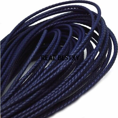 2m/lot approx 3mm Round Braided Leather Rope String Cord For Jewelry Making DIY Bracelet Necklace Craft Jewelry Accessories
