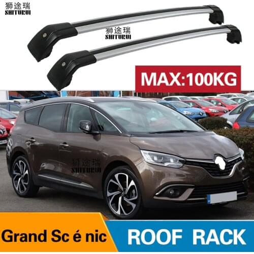 2Pcs Roof bars For RENAULT Grand Sc nic(Mk. IV), 5-dr MPV, 17- Aluminum Alloy Side Bars Cross Rails Roof Rack Luggage CUV SUV