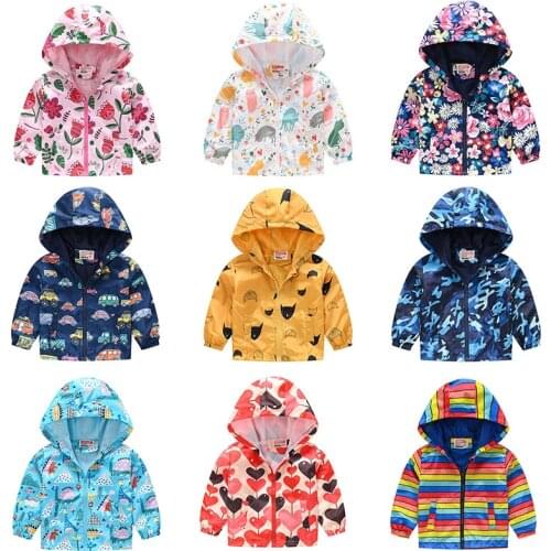 2020 Spring Kids Clothes Boys Jackets Children Hooded Zipper Windbreaker Coat Baby Fashion Print Coat Infant Outerwear For Girls
