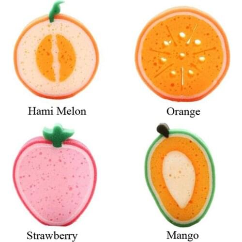 4pcs/set Cute Fruit Strong Decontamination Sponge Wipe Microfiber Clean Cloth Cotton Washing Mug Scouring Pad Kitchen Tools