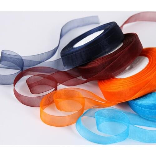 50 Yards/Roll 15mm Organza Chiffon Ribbons for Wedding Christmas Party Decor DIY Bow Craft Ribbon Card Gift Wrapping