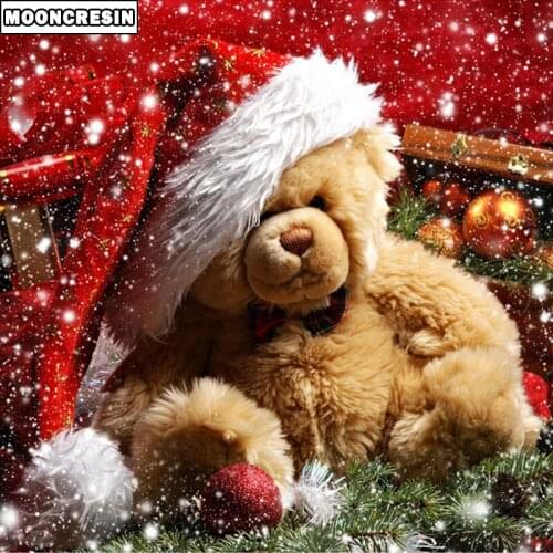 5D Diy Diamond Embroidery Paint With Diamonds Cartoon Bear Cross Stitch Resin Full Square Diamond Painting Christmas Decoration