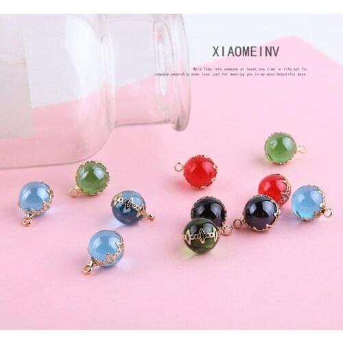6pcs Korean elegant Fashion Transparent bead Crystal Ball Pendant Drop Earrings Necklace Accessories Materials Jewelry Making