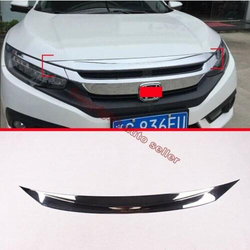 ABS Chrome Front Hood Bonnet Grill Grille Around Trim Molding For Honda Civic 2016 2017