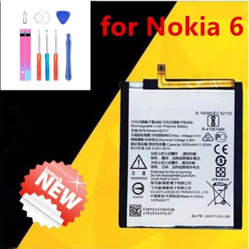 3000mAh HE317 Battery For Nokia 6 Battery Nokia6 N6 TA-1000 TA-1003 TA-1021 TA-1025 TA-1033 TA-1039 Phone Batteries